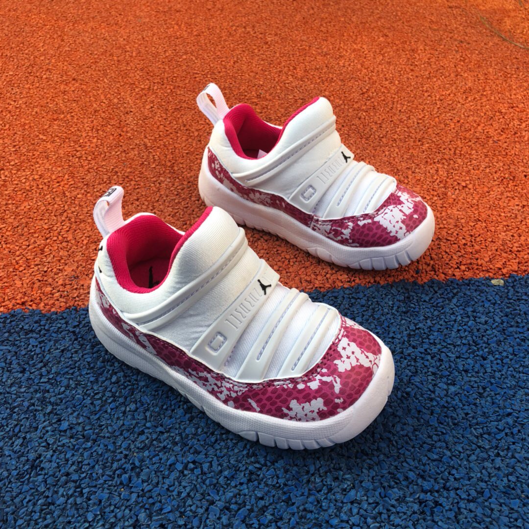 2019 Kids Air Jordan 11 White Pink Shoes